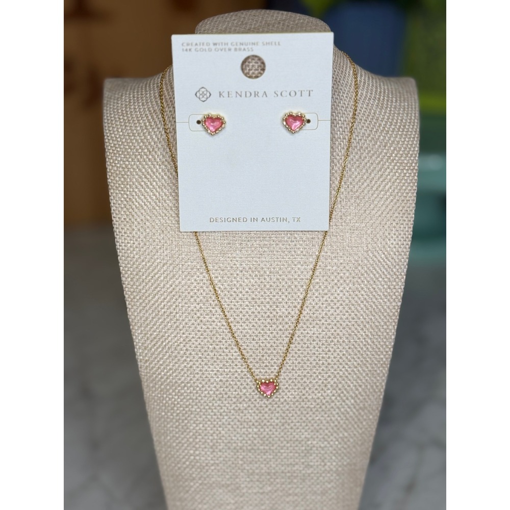 Kendra Scott Womens Jewelry Set Pink Heart‎ Shell Gold Coquette Romantic OS